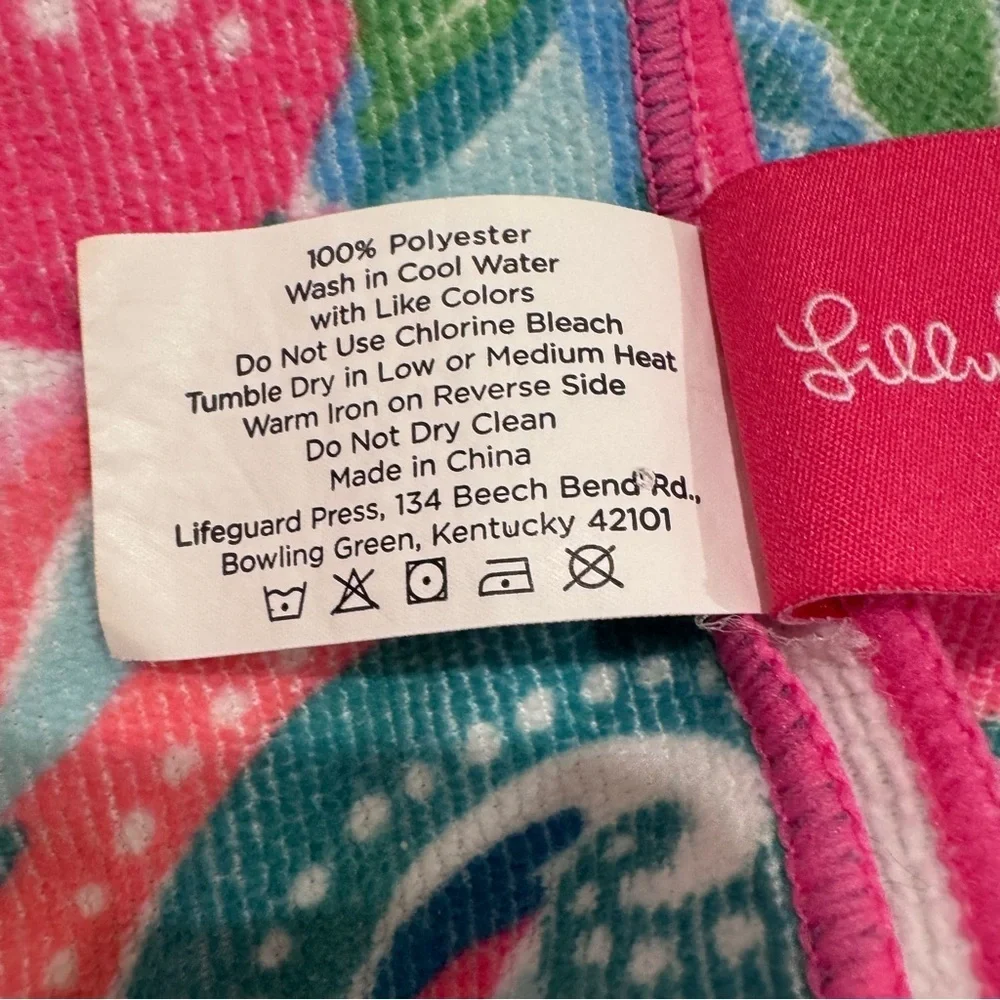 Lilly Pulitzer Vibrant Floral Beach Towel Multicolor Microfiber Pool Pnk Blue OS